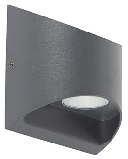 Candeeiro de parede exterior moderno cinzento escuro com LED 2-luzes IP54 - Mal Moderno