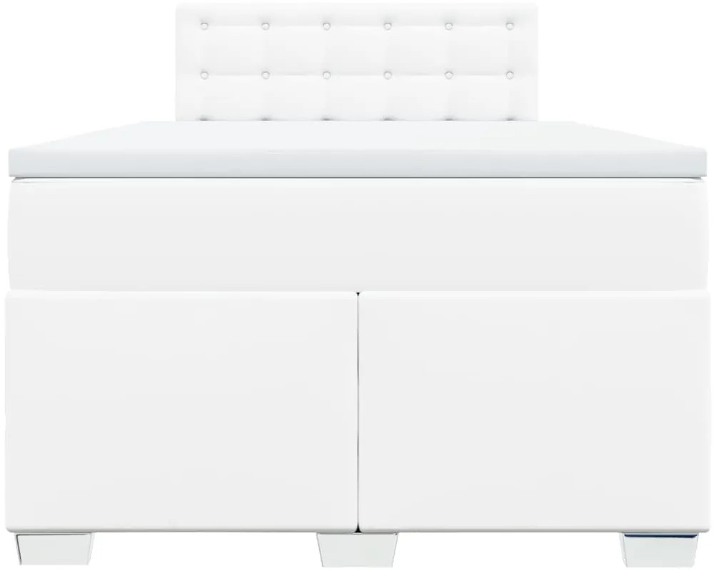 Cama com molas/colchão 120x200 cm couro artificial branco