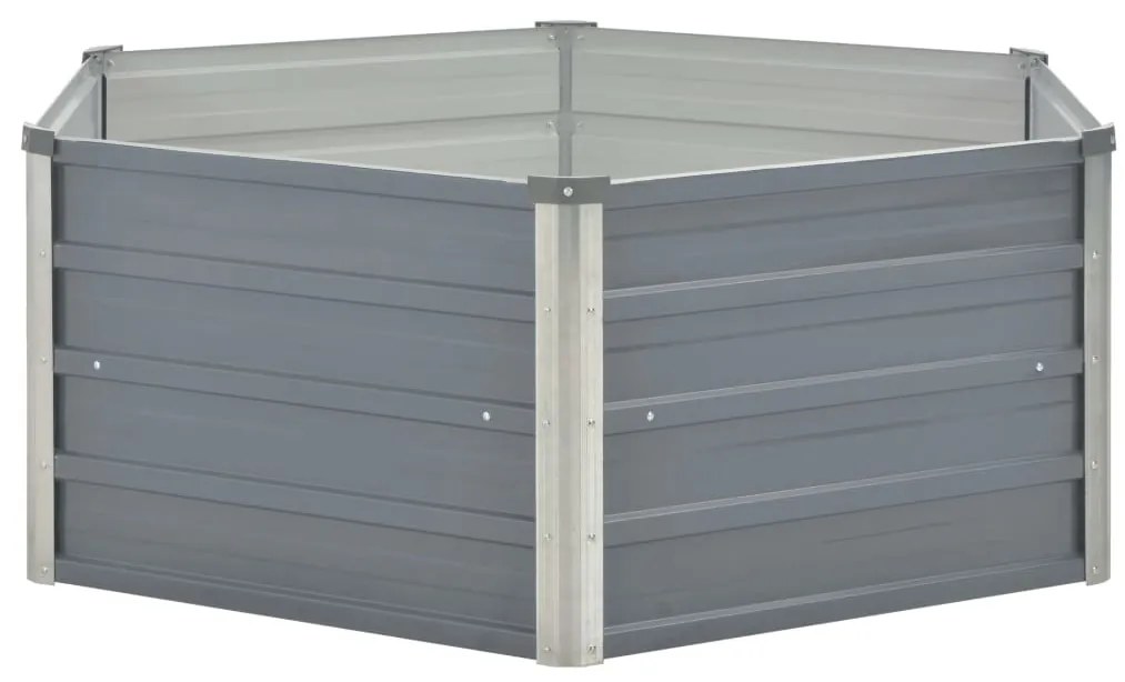 Canteiro jardim elevado 129x129x46cm aço galvanizado cinzento