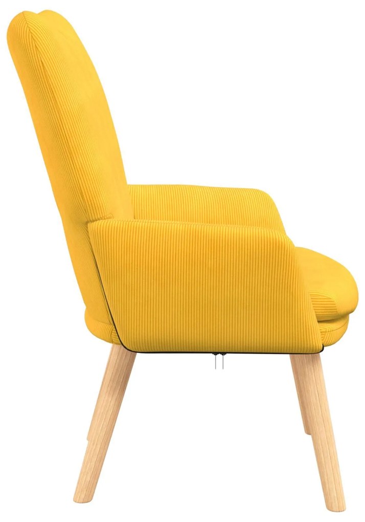Poltrona Relaxante vidaXL Amarelo Claro em Tecido de Veludo