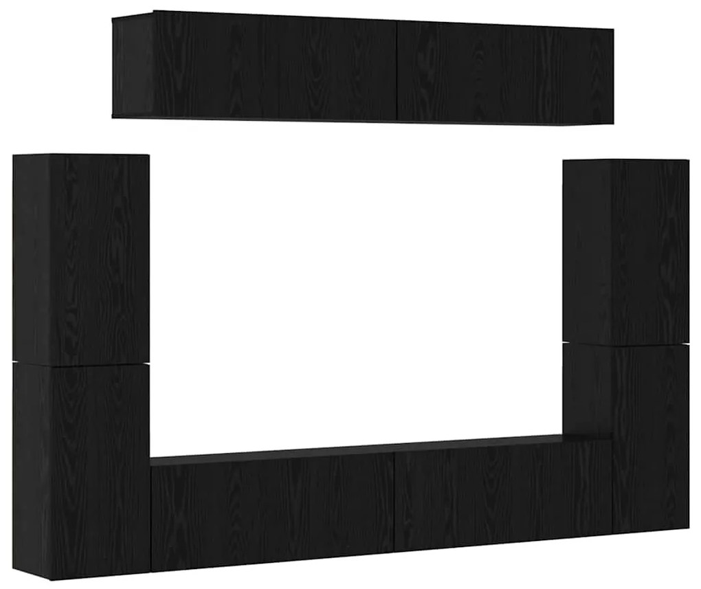 Conjunto de móvel de TV 8 pcs Carvalho Preto 80 x 30 x 30.5 cm