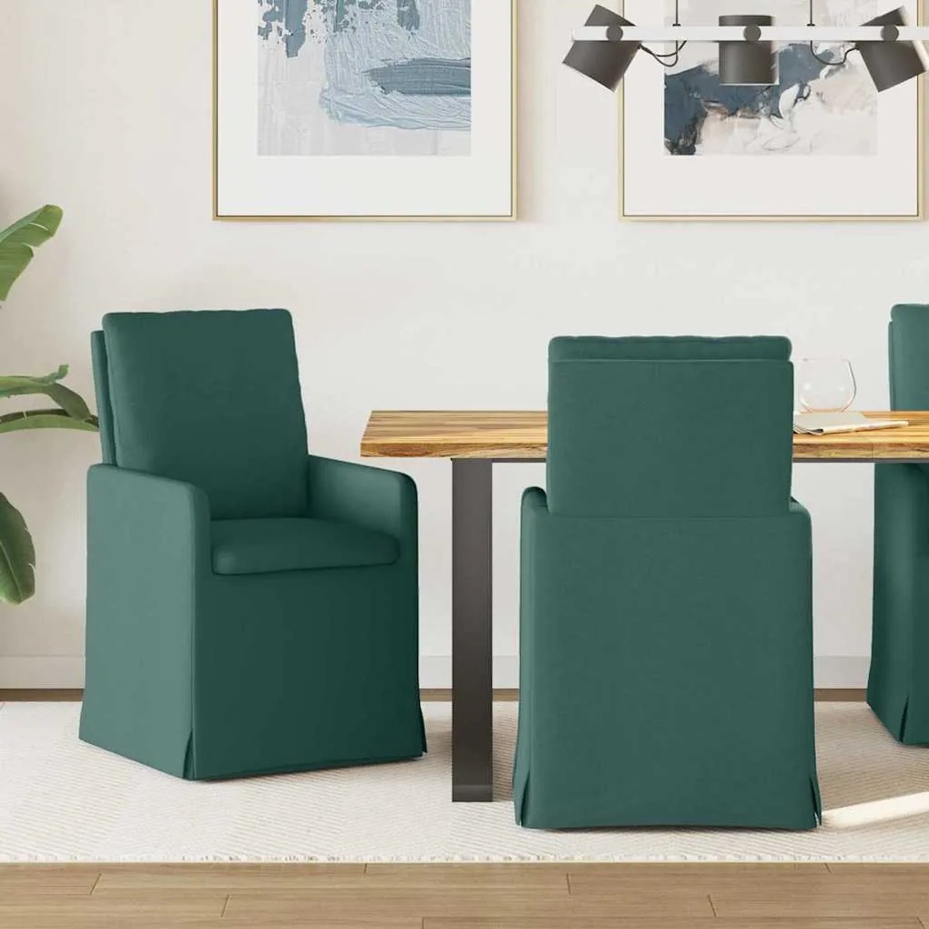 vidaXL Cadeiras de Jantar 2 pcs Verde-escuro 57 x 67 x 98 cm tecido