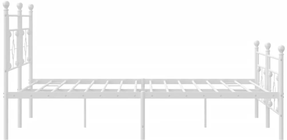 Estrutura de cama com cabeceira e pés 200x200 cm metal branco