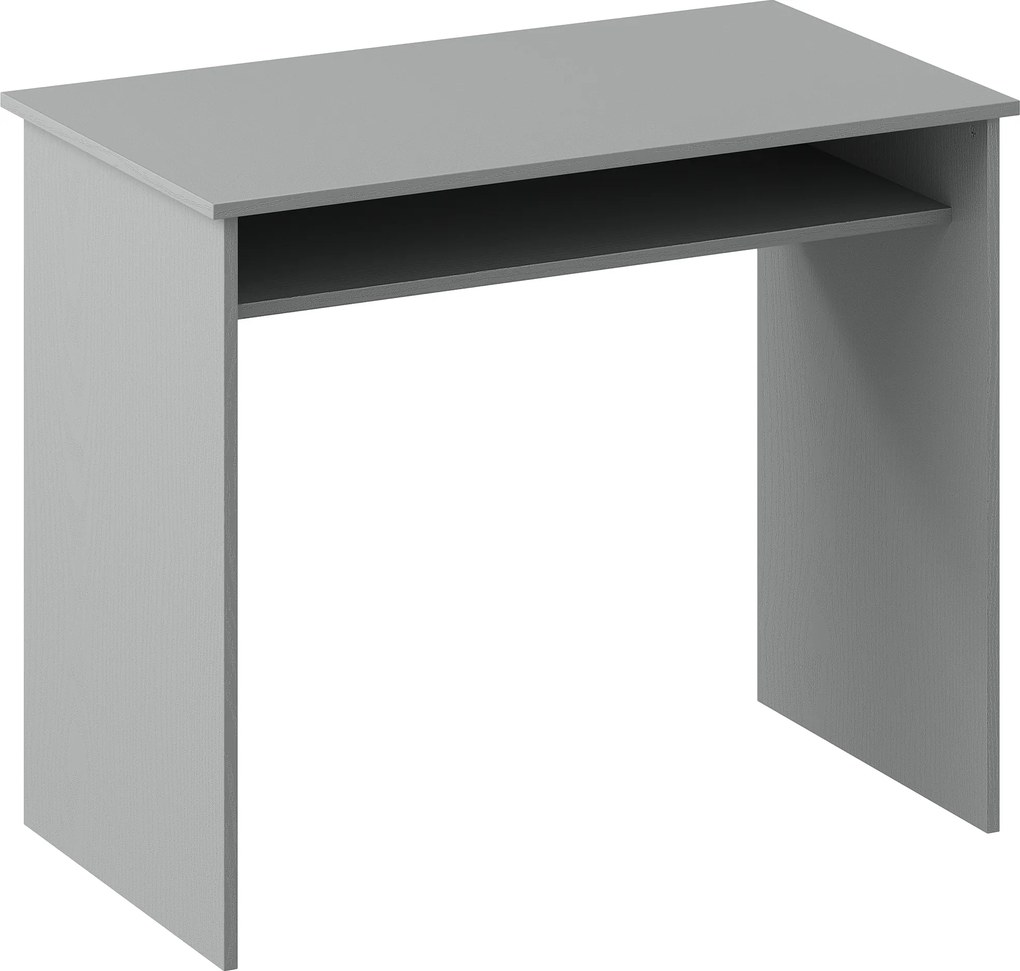 HOMCOM Mesa de computador sóbria e compacta com 1 prateleira, painéis de partículas, dim. 90l x 50P x 74H cm, cinza | Aosom Portugal