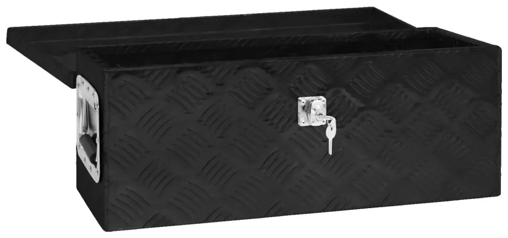 Caixa de arrumação 60x23,5x23 cm alumínio preto