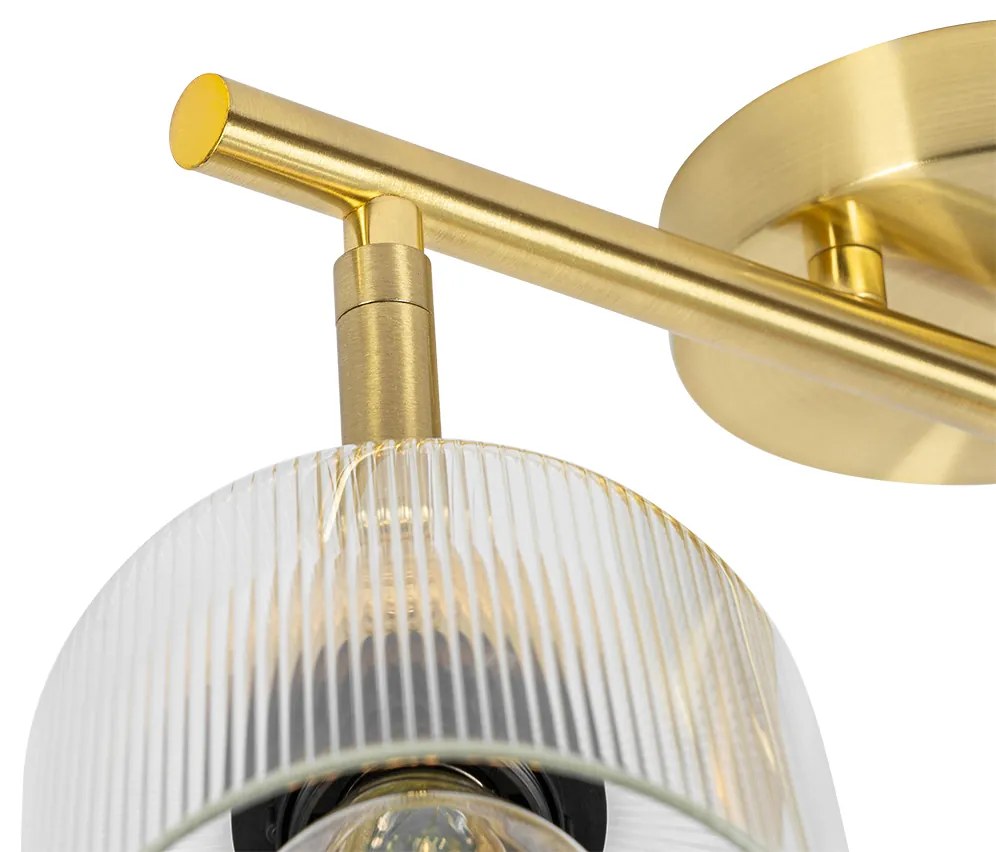 Foco de teto dourado com vidro 2 luzes ajustável - Laura Art Deco