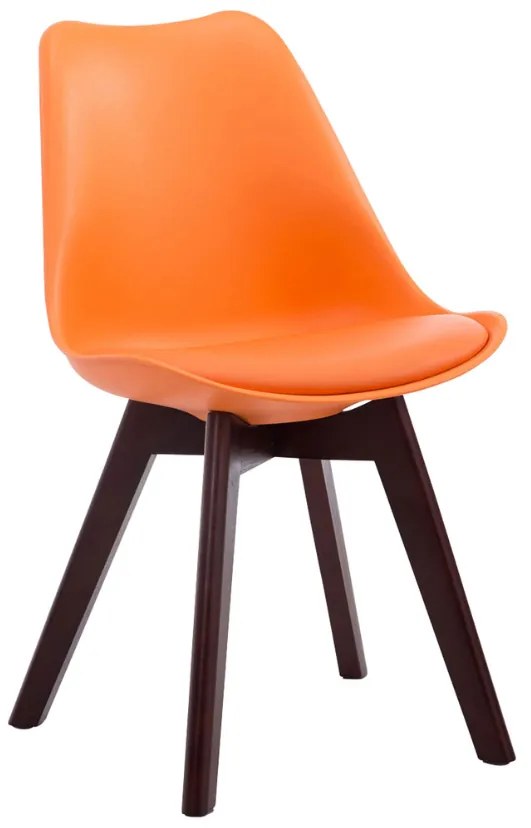 Cadeira de cozinha e sala de jantar Borneo V2 em couro sintético com estrutura em Cor Nogueira 48 x 84 x 41,5 cm Laranja