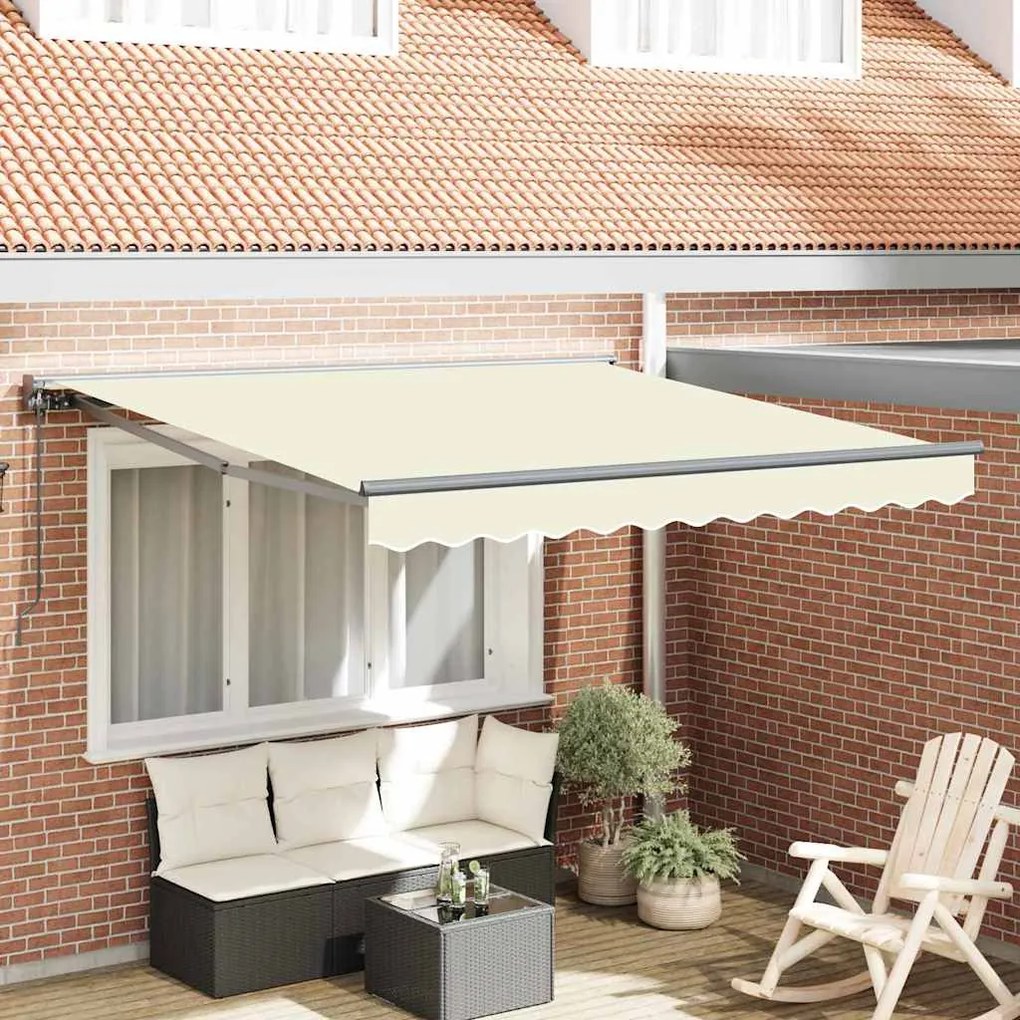 vidaXL Toldo Retrátil Manual Creme 300 x 250 cm Poliéster e Metal