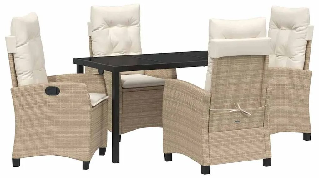 Conjunto de Jantar de Jardim com 5 Peças e Almofadas - Rattan de Polié