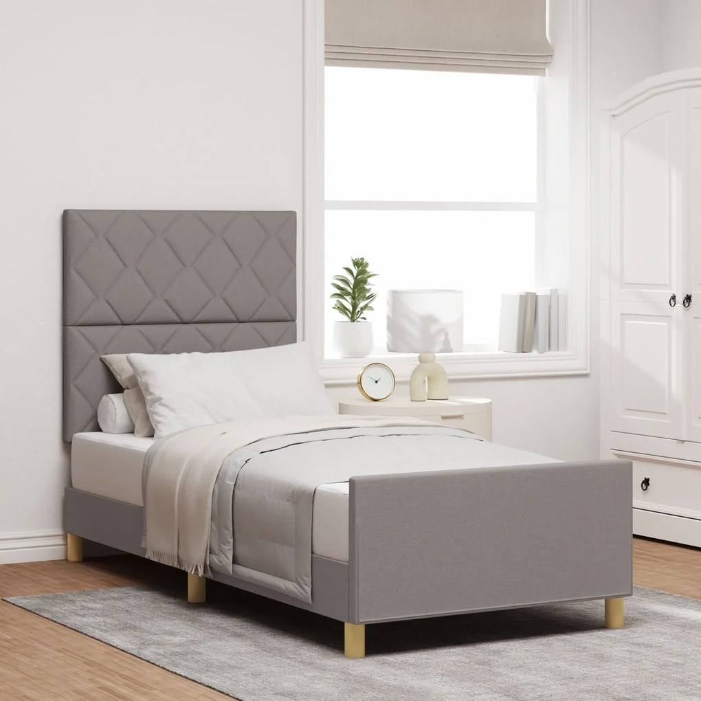 Cama vidaXL em Tecido Taupe - 90x200 cm