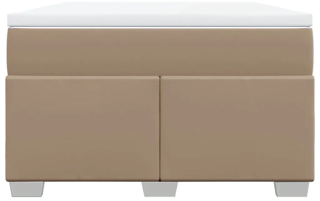 Cama boxspring c/ colchão 120x190cm couro artificial cappuccino