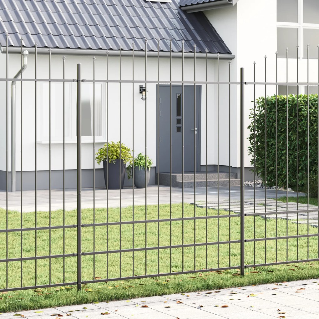 Cerca de Jardim vidaXL com Topo Arqueado Cinza 8,5x2 m em Aço