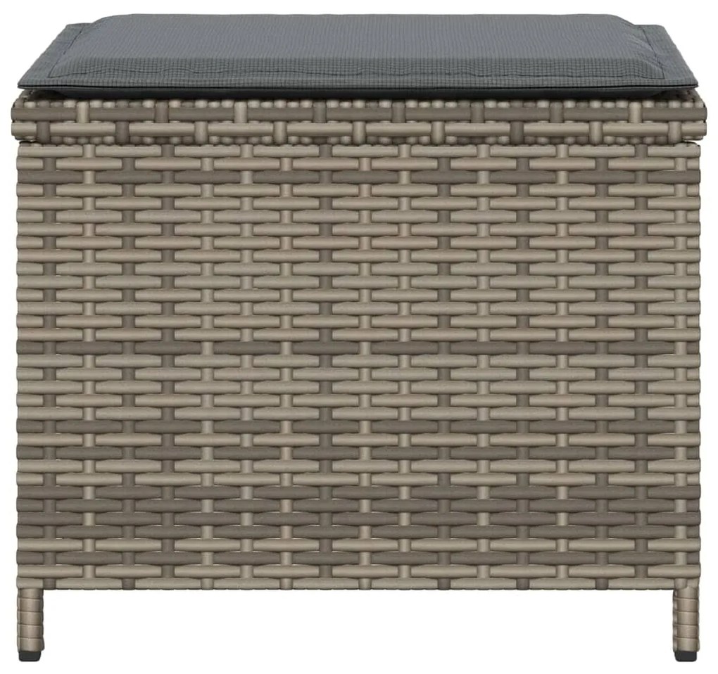 Bancos jardim com almofadões 4 pcs 41x41x36 cm vime PE cinzento