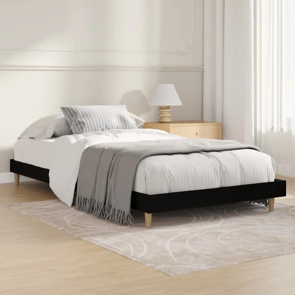 vidaXL Estrutura de cama 90x200 cm derivados de madeira preto