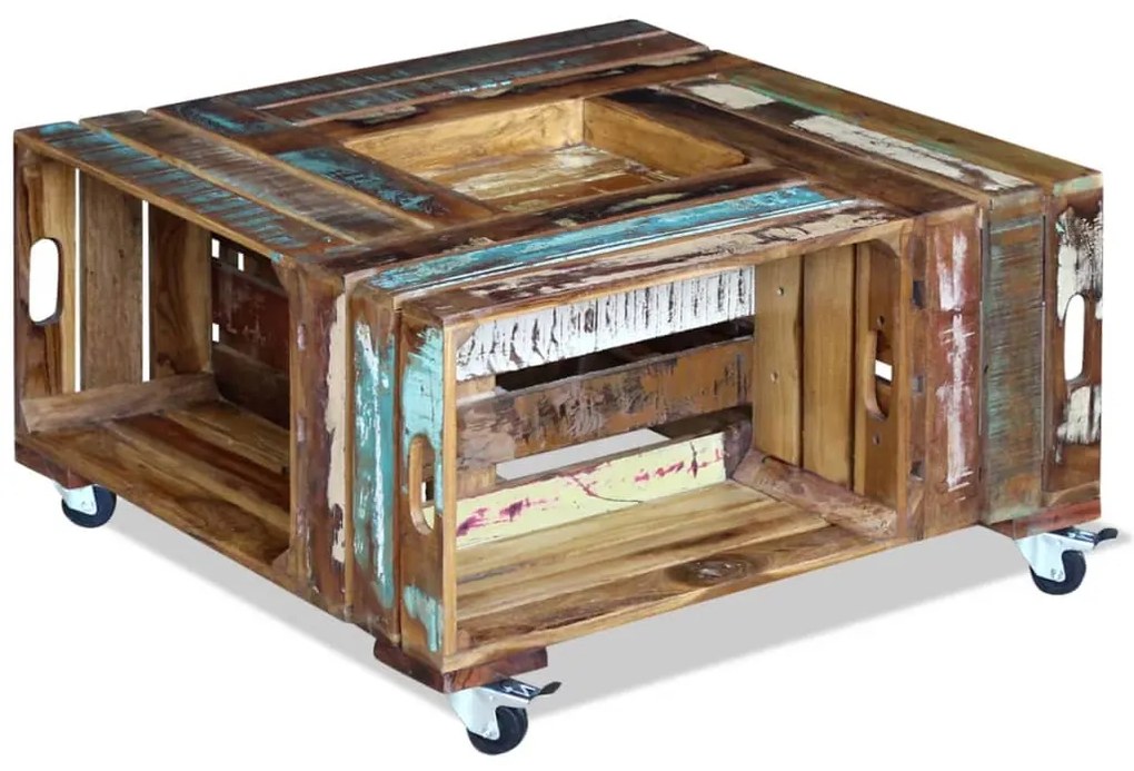 Mesa de centro 70x70x35 cm madeira reciclada maciça