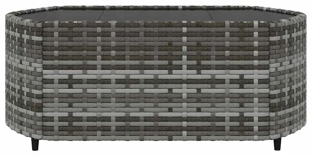 3 pcs conjunto lounge de jardim c/ almofadões vime PE cinzento