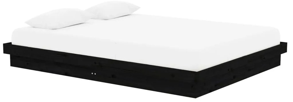 Estrutura de cama king 150x200 cm madeira maciça preto