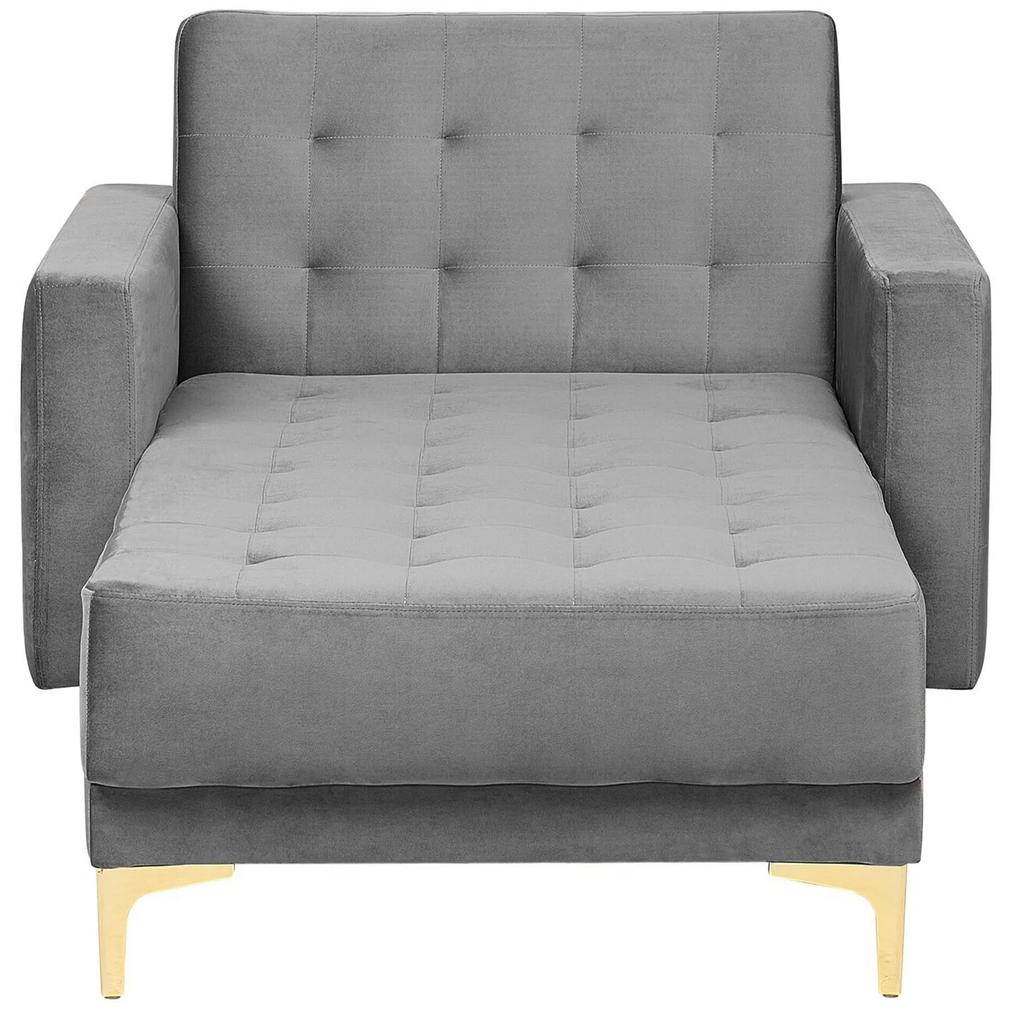 Sofá chaise-longue reclinável em veludo cinzento claro ABERDEEN Beliani