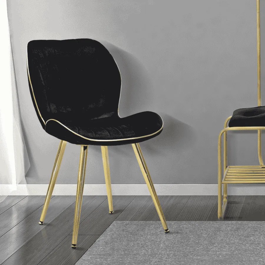 CONJUNTO DE 2 CADEIRAS 46X58X77 CM PRETO E DOURADO