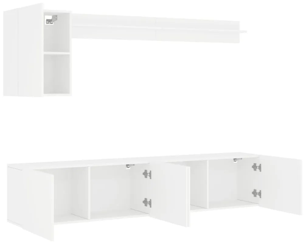 5 pcs móveis de parede p/ TV derivados de madeira branco