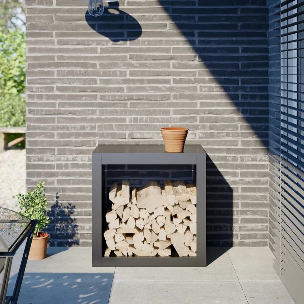 vidaXL Suporte para lenha 60x40x60 cm aço antracite