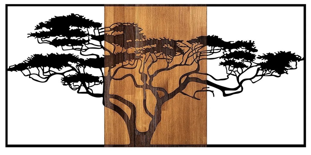 Acessório Decorativo de Parede Acácia – Preto e Nogueira – 147 x 3 x 7