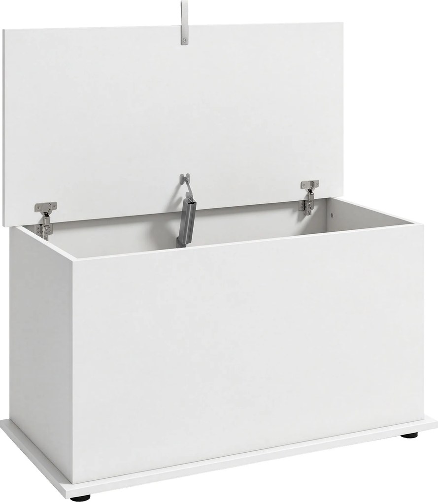HOMCOM Baú de Arrumação 102L com Dobradiça de Segurança, Estilo Moderno, para Corredor, Quarto e Sala, 80x40x45 cm, Branco | Aosom Portugal