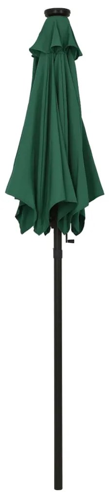 Guarda-sol de jardim com luzes LED 200x211 cm alumínio verde