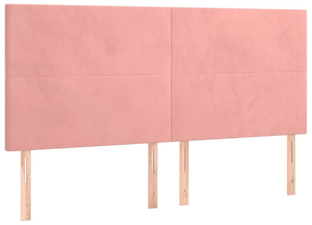 Cama box spring c/ colchão/LED 180x200 cm veludo rosa