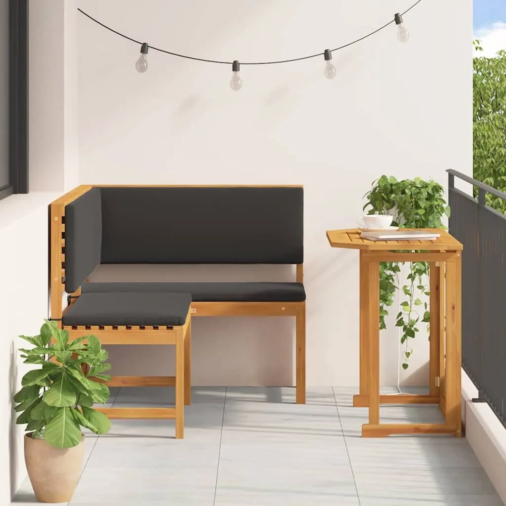 Conjunto de Jantar para o Jardim com Almofadas em Madeira de Acácia -