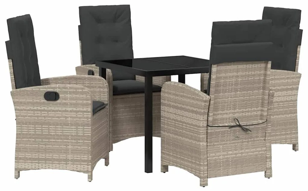 Conjunto de Jantar de Jardim de 5 Peças com Almofadas Cinza Claro Ratt
