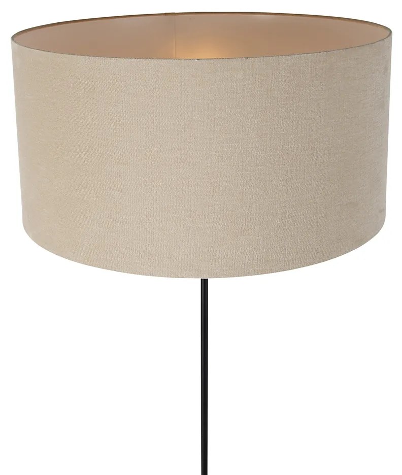 Candeeiro de pé preto ajustável com abajur castanho claro 50 cm - Parte Design