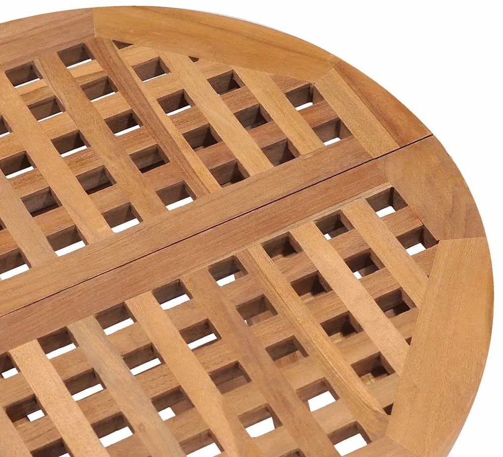 3 pcs conj. jantar dobrável exterior c/ almofadão teca maciça