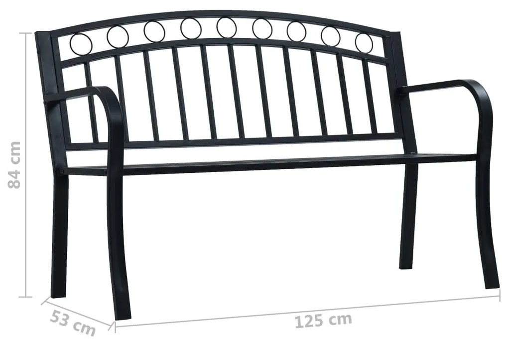 Banco jardim 125 cm aço preto
