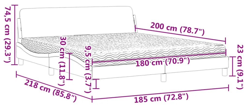 Cama com colchão 180x200 cm couro artificial castanho