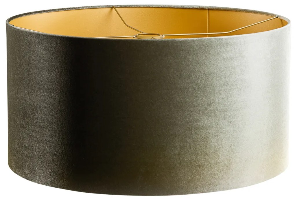 Abajur de Veludo Verde com Interior Dourado 50/50/25