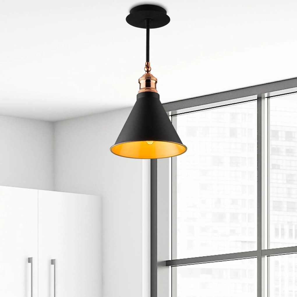 Candeeiro Suspenso Berceste – Preto – 20 cm x 40 cm