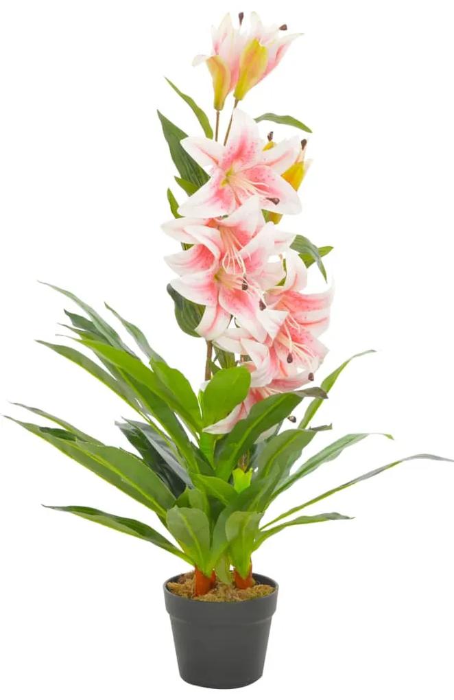 280164 vidaXL Planta lírio artificial com vaso 90 cm rosa