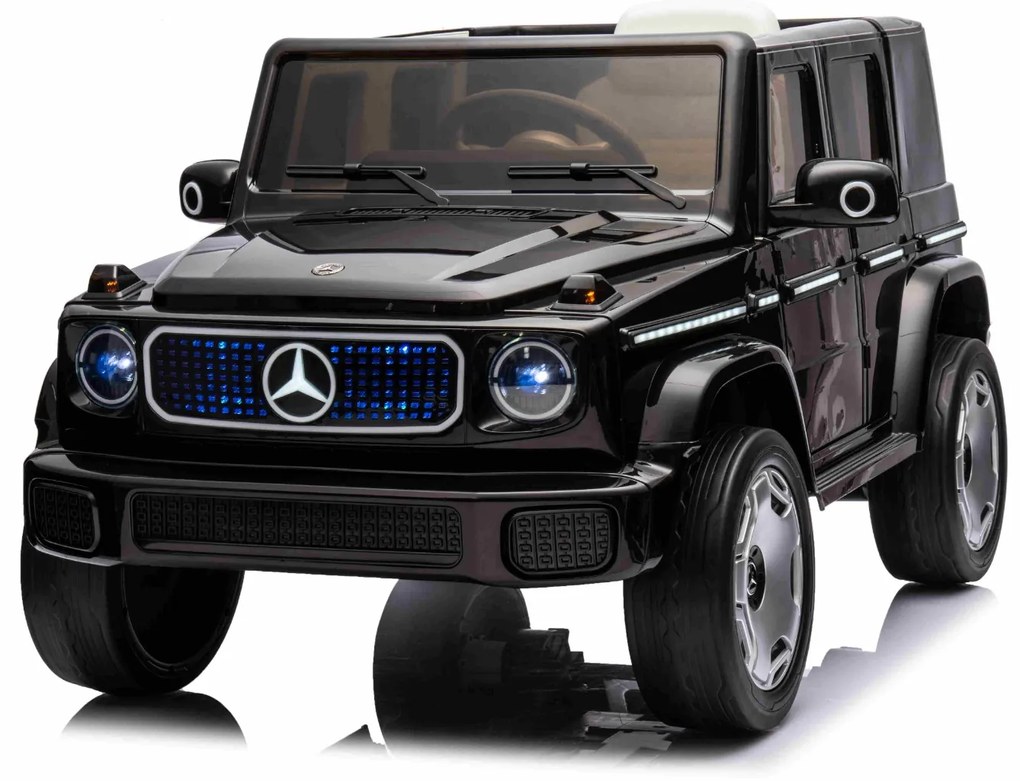 Carro elétrico para crianças Mercedes-Benz EQG 12V, partes da carroçaria iluminadas com LED, controlo remoto de 2,4 GHz, entrada USB/AUX, bateria de l