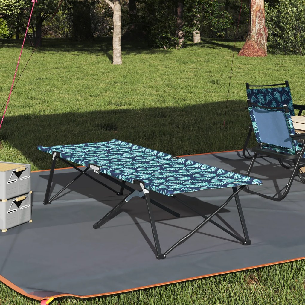 vidaXL Cama de Sol Dobrável com Bolsa de Transporte – Padrão de Folhas – Lona Oxford 600D