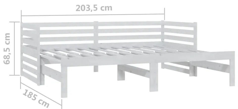 Estrutura sofá-cama de puxar 2x(90x200) cm pinho maciço branco