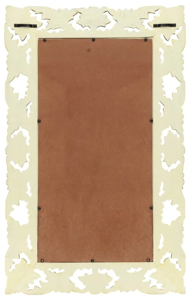Espelho esculpido à mão 80x50 cm mangueira maciça branco