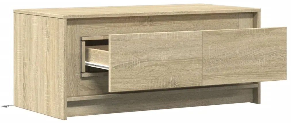 Mesa de centro c/ luzes LED derivados madeira carvalho sonoma