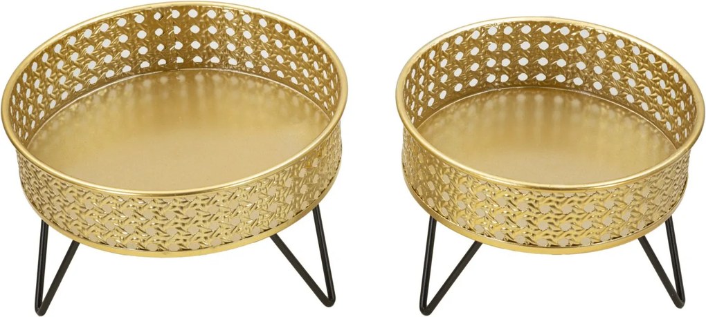 CONJUNTO DE 2 PORTA-VASOS BOSSY DOURADO E PRETO Ø 20,5X13-18X13 CM (PLANTAS NÃO INCLUIDAS)