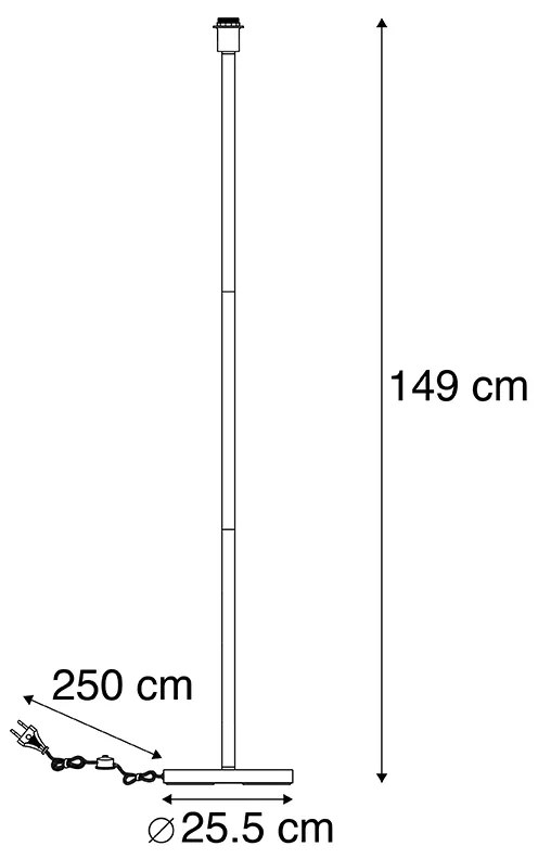 Candeeiro de pé moderno preto sem abajur 149 cm - Simplo Moderno
