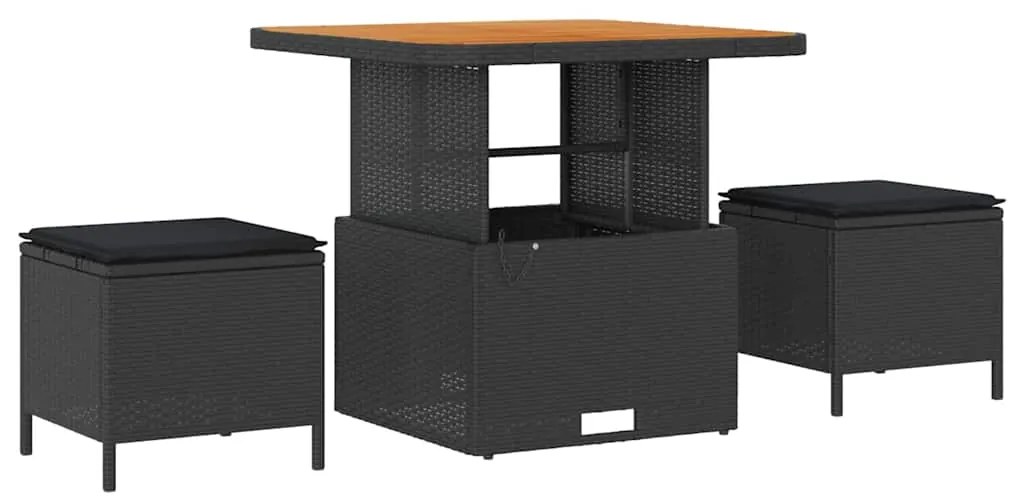 Sofá de Jardim 12 Peças com Almofadas Pretas, Feito de Rattan Sintétic