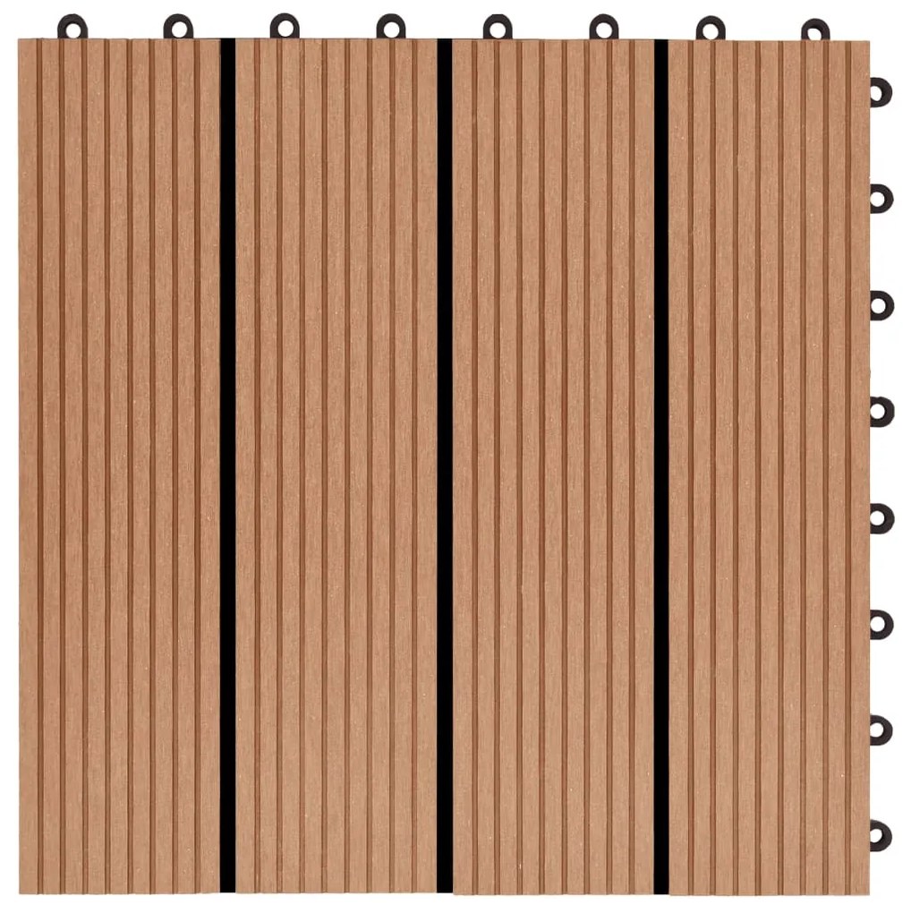 Ladrilhos de pavimento 11 pcs WPC 30x30 cm 1m² cor de teca