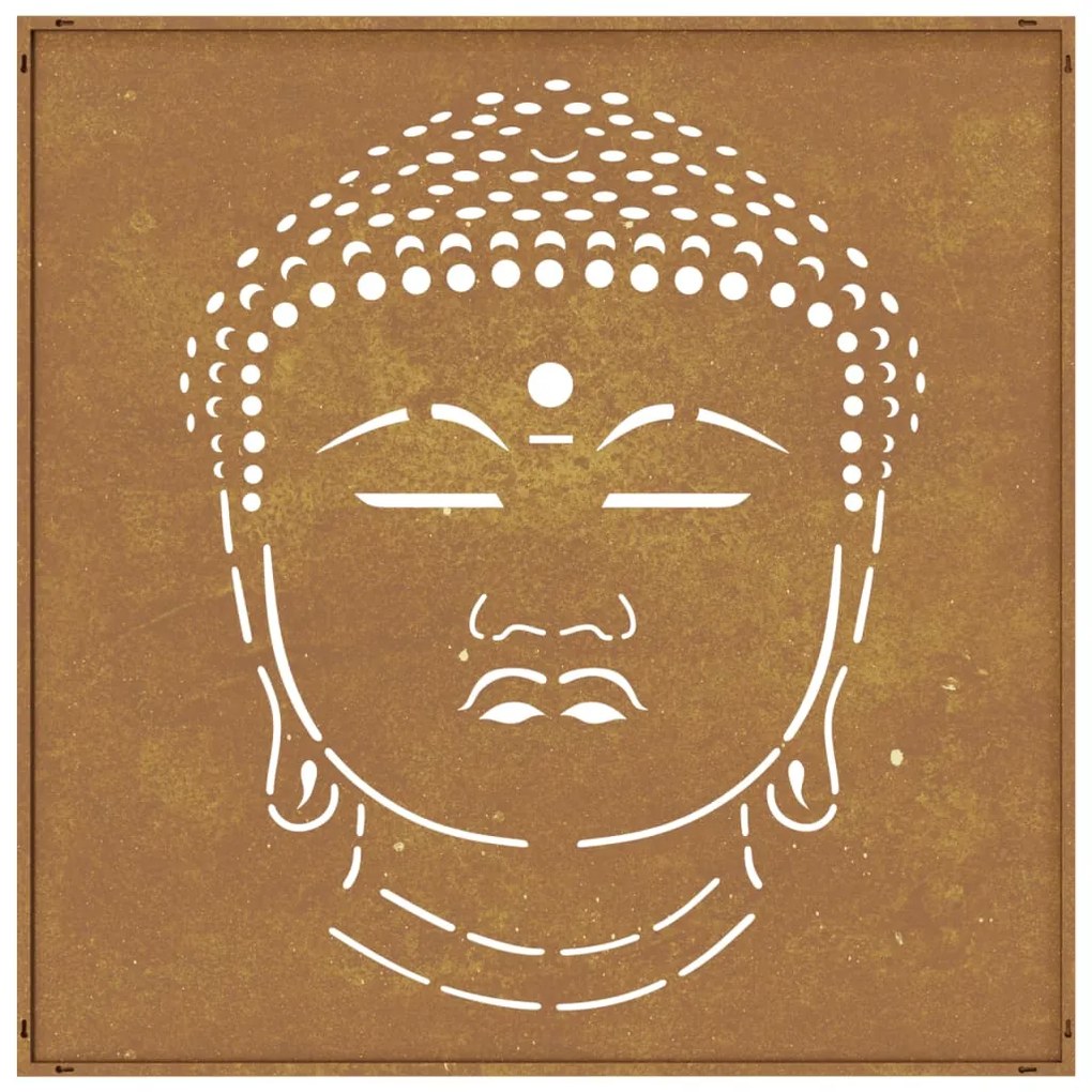 Decoração de Parede para Jardim - Cabeça Buda - Aço Corten - 105x55cm