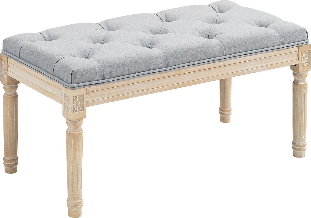 HOMCOM Banco de Cama Acolchoado com Linho Sintético e Pés de Madeira Estilo Vintage Cinzento Claro | Aosom Portugal