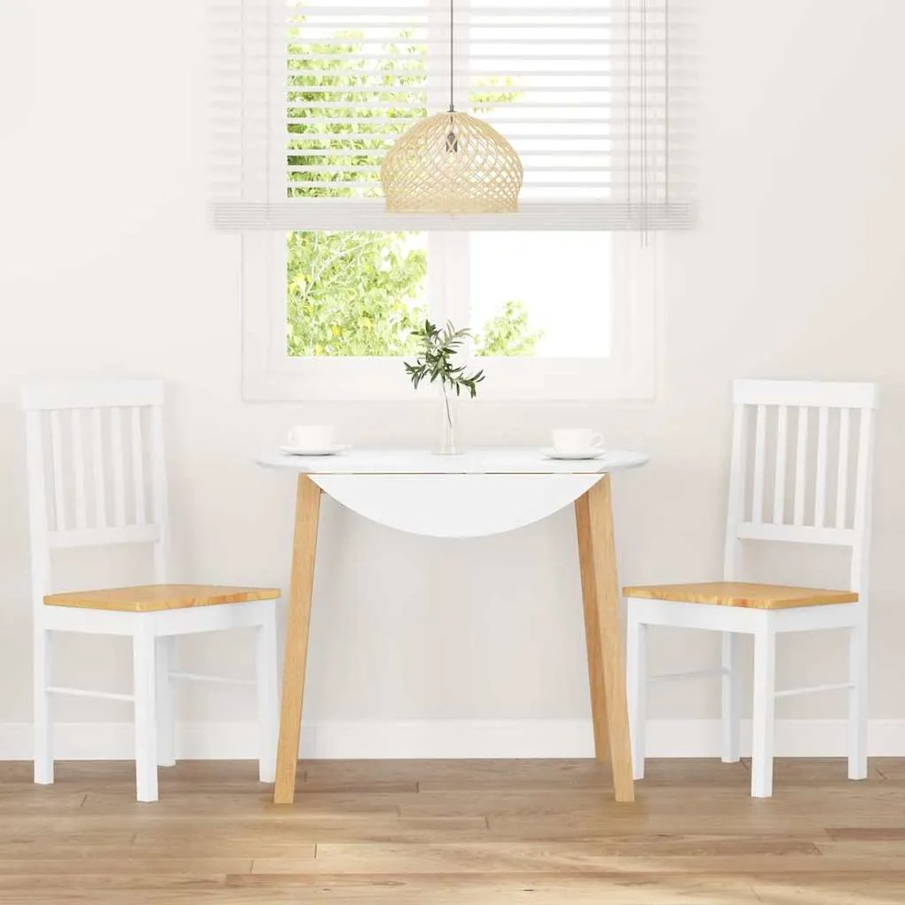 Cadeiras de jantar 2 pcs madeira de seringueira maciça branco